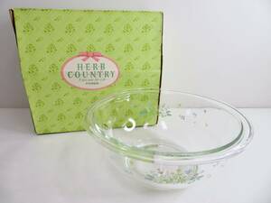 レトロ・未使用品▲PYREX パイレックス 岩城硝子 サラダセット サラダボール 花柄 箱あり 管理2005 S-8