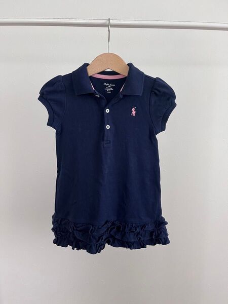 ラルフローレン ワンピース ネイビー ピンク刺繍 80 RALPH LAUREN