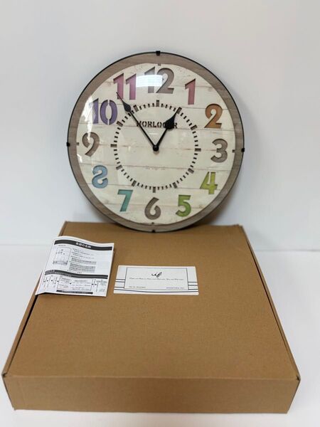 壁掛け電波時計 インターフォーム カラフル ウッド調 美品 直径約30cm