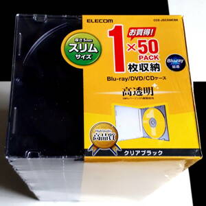 ●●CCD-JSCS50CBK エレコム CD/DVDスリムプラケース 5㎜ 1枚収納 50パック クリアブラック 未開封 新品 即決 送料込●●