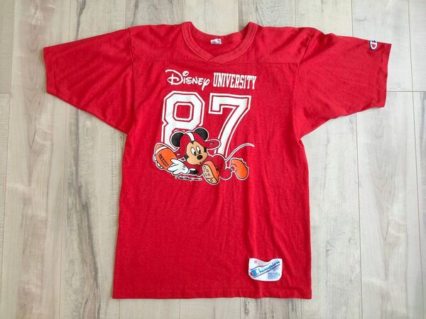 M チャンピオン champion フットボール シャツ Tシャツ 80s ディズニー DISNEY ミッキー ミッキーマウス