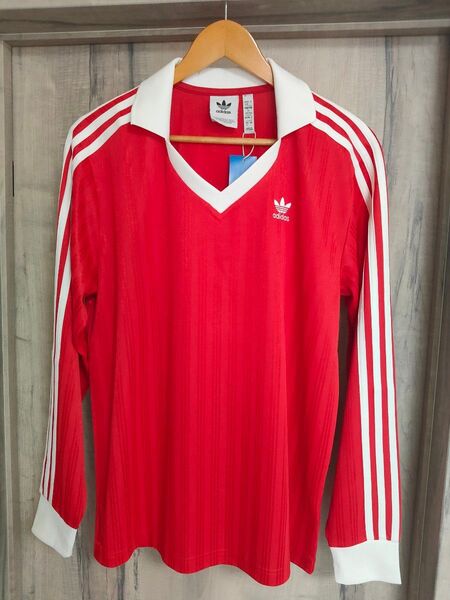 L 新品 adidas originals アディダス オリジナルス サッカーシャツ ジャージ 赤 サッカー シャツ ロンT