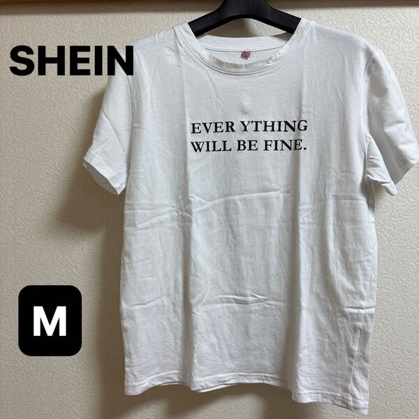 SHEIN Tシャツ 白 半袖 M レディース トップス プリント
