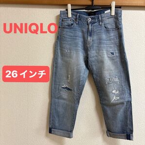 UNIQLO デニム パンツ ジーンズ ダメージ加工 M レディース