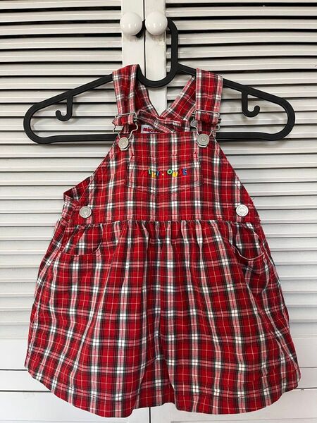 ミキハウス ワンピース 女の子 キッズ チェック オーバーオール