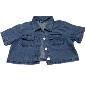 SHEIN デニムシャツ ショート丈 半袖 キッズ 10y