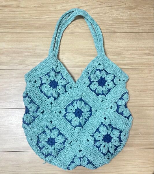グラニースクエア ハンドメイド バック モチーフ編み コットン フラワーモチーフ