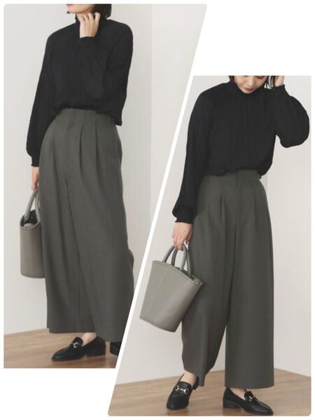 ★美品★レディースBEAMS HEART シャーリングブラウス size F ブラック