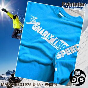 【MADSPEED】趣味Tシャツ スノーボード スノボー スケートボード スケボー ハーフパイプ ターコイズブルー 新品XL