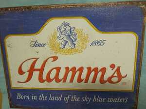 ブリキ看板 メタルサイン ビンテージ 加工 アドバタイジング アメリカン インテリア Hamm's ビール ハムズ