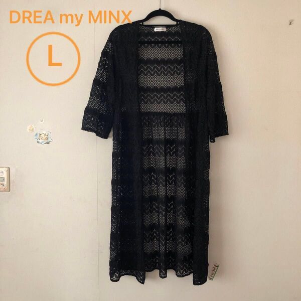 カーディガン DREA my MINX 総レース ブラック系 L 春夏 オシャレ ロングカーディガン y113