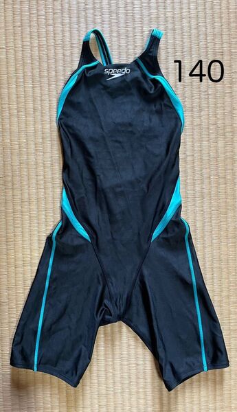 speedo 競泳水着 140 ブラック×エメラルドグリーン