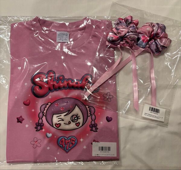 元祖しなこTシャツが進化した!三つ編みツインテールピンク&リボンシュシュ