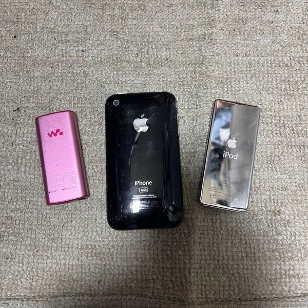 ジャンク音楽プレイヤー3点セットウォークマン、iPhone 3GS、iPod nano