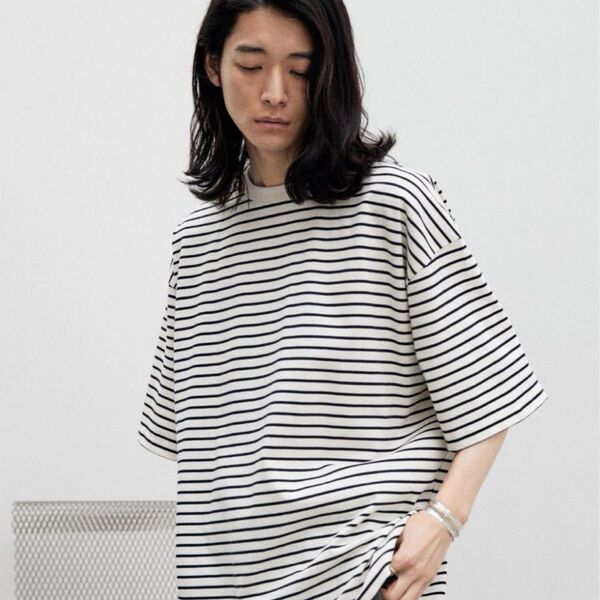 【WYM】NARROW BORDER WIDE TEE S Tシャツ カットソー トップス ボーダー 半袖 WYM