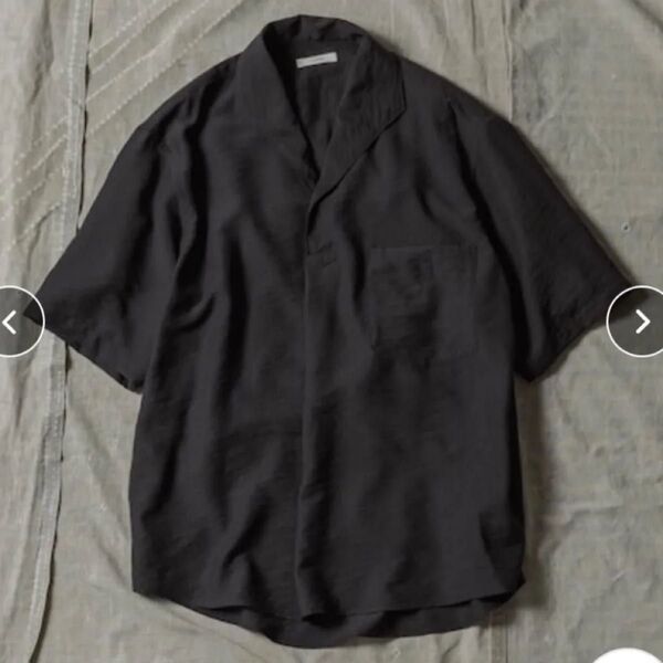 【LIDNM】RAYON WASHER SKIPPER SHIRT S 半袖シャツ 半袖 開襟 黒