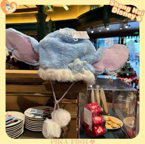 【即発送☆正規品】スティッチ ふわふわファンキャップ 上海ディズニー
