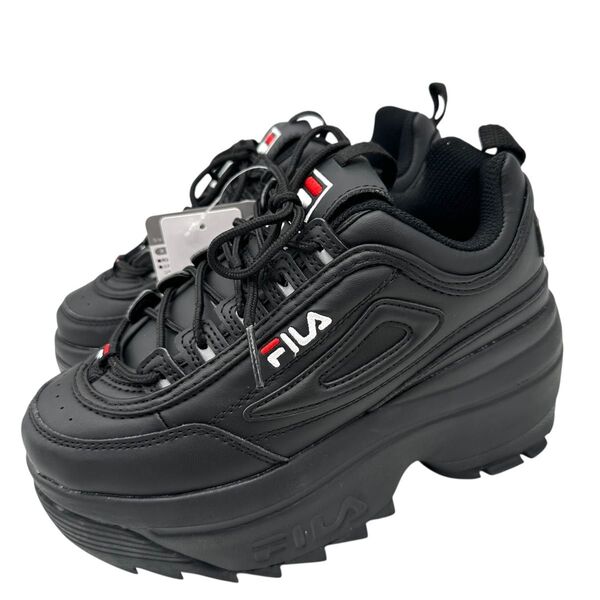 〈新品〉FILA フィラ【23cm】厚底 ウエッジソール スニーカー 黒