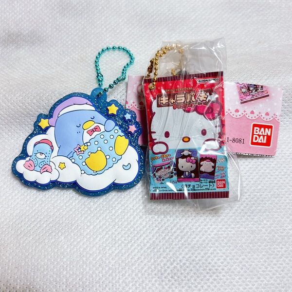 新品未使用 サンリオ キャラパキ ミニチュアコレクション キティ ぷっくりラバマスグミ タキシードサム サム 2点セット