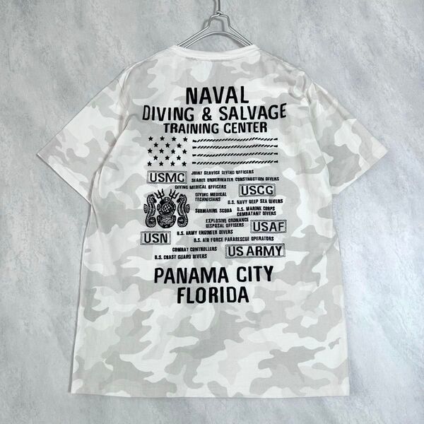 アヴィレックス Tシャツ XL カモ柄 刺繍ロゴ 背面刺繍