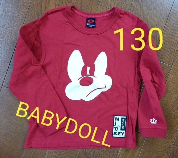 BABYDOLL 130 ミッキー フェイス ロンT 長袖 Tシャツ ベビードール ディズニー Disney ミッキーマウス