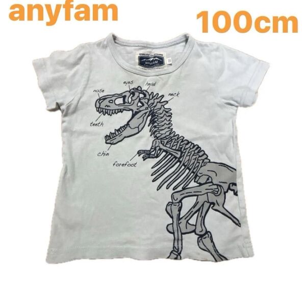 エニィファム プリント Tシャツ 半袖 恐竜 夏服 保育園 保育所 洗い替え 100 ホワイト 古着 半袖Tシャツ トップス