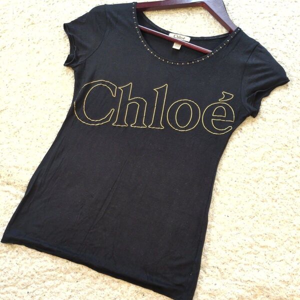 5-65Chloe クロエ Tシャツ 黒ブラックレディースY2K サイズ40 L相当 イタリア製