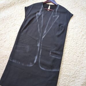 5-58【美品】MaisonMartinMargielaマルタンマルジェラだまし絵ワンピース黒ブラック サイズMイタリア製