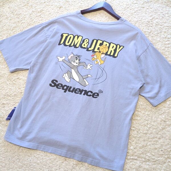 3-44 TOM&JERRY トムとジェリー アニメTシャツオーバーサイズ 水色 オーバーサイズ サイズL