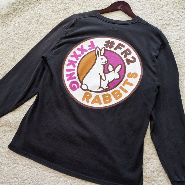 4-13【人気モデル】FR2 エフアールツー FXXKING RABBITS ロンT 長袖Tシャツ カットソー黒 サイズM
