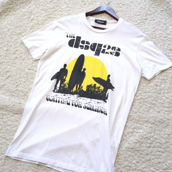 5-68 Dsquared2 ディースクエアード プリントTシャツ 半袖 白 イタリア製 サイズM