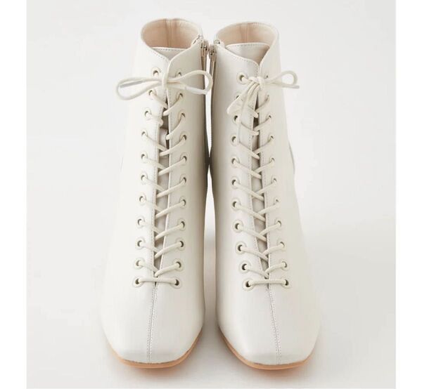 SQUARE TOE LACE UP BOOTS スクエアトゥ レースアップ ブーツ ショートブーツ オフホワイト