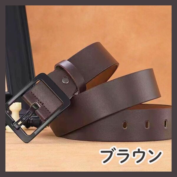 【ブラウン/茶】メンズベルト カジュアル ゴルフ ビジネス バックル
