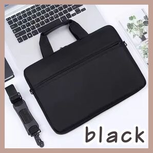 【ブラック】パソコンバッグ 15.6インチ ショルダーストラップ ポケット付