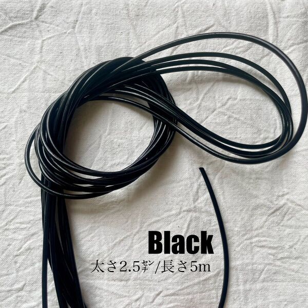 革紐 ブラック 2.5㎜ 5m 牛革 紐 本革 レザークラフト 黒革紐