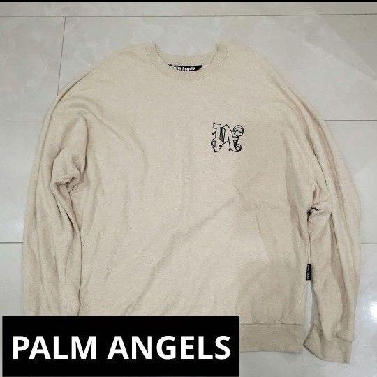 PALM ANGELES 胸ロゴ スウェット トレーナー 長袖 クルーネック ベージュ