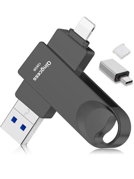 【アプリ不要 アルバムから直接保存 】 フラッシュメモリ IOS/Android/PC USB3.0高速 4 in1 128GB