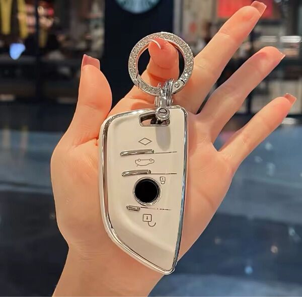 BMW キーケース キーカバー 保護 TPU 銀タイプ B型 ホワイト 白
