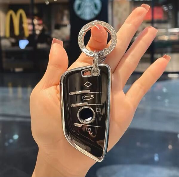 BMW キーケース キーカバー 保護 TPU 銀タイプ B 型 ブラックリング