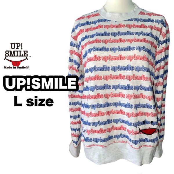 【No.04】UP!SMILE アップスマイル 長袖 スウェット トレーナー トップス メンズ レディース L グレー カジュアル