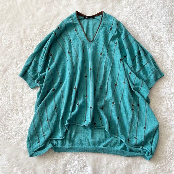 pas de calais パドカレ リネン混 麻 ゆったり サマーニット トップス プルオーバー ボックスシルエット 36
