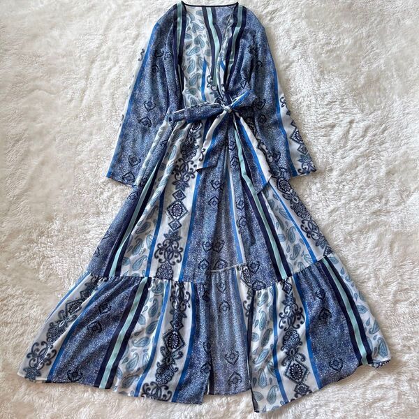 バンヤードストーム ロングシャツワンピース ラップワンピース カシュクール 美品