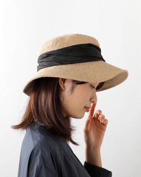 mature ha.(マチュアーハ) ジュートドレープワイドハット 麦わら帽子 ストローハット