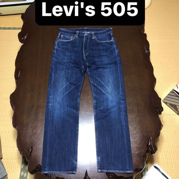 リーバイス 505 ブルージーンズ レザーパッチ 33インチ Levis デニムパンツ ジーパン