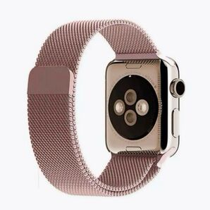 Apple Watch バンド 42/44/45mm ベルト ステンレス ピンク 穴なし おしゃれ