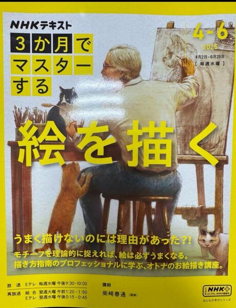 新品 NHKテキスト 3ヶ月でマスター 絵を描く2025 4-6