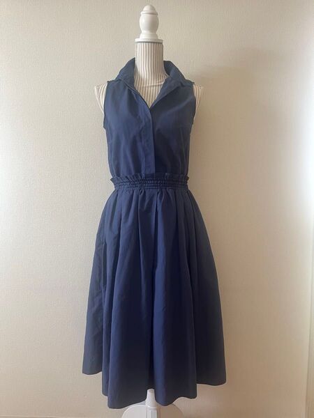【ミラオーウェン】mila owen ネイビー ノースリーブ ワンピース 大人 シック 上品 膝下 春夏 ロングワンピース
