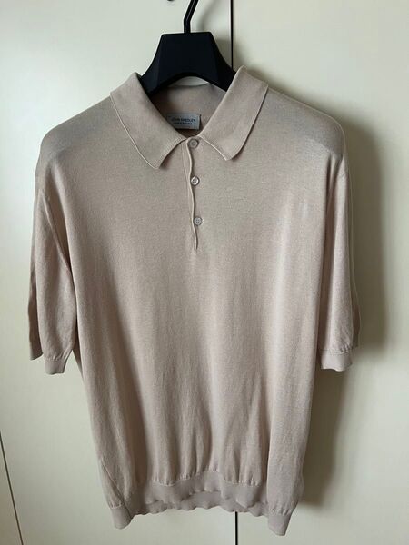 JOHN SMEDLEY Isis ジョンスメドレー ポロシャツ シーアイランドコットン L ベージュ アーモンド