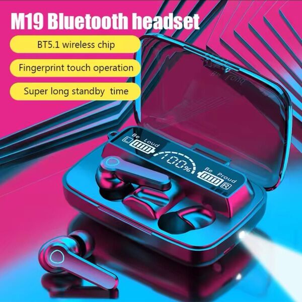 M19ヘッドセット,Bluetooth 5.3経由のワイヤレス,マイク付き防水ipx5ヘッドセットすべての電話用のhifiステレオ