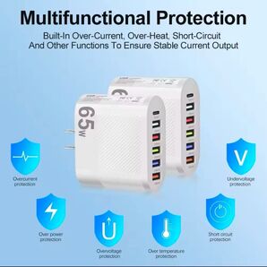 USB充電アダプター,xiaomi iphone 13,samsung携帯電話プラグ,壁充電器,qc 3.0,3.1a,5ポート用